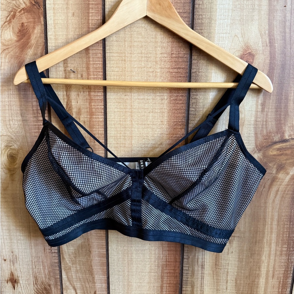 Sheer Mesh Strappy Bralette - Black